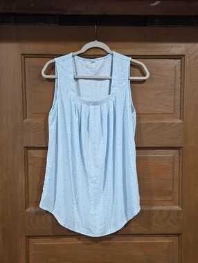 Amazon Light Blue Eyelet Tank Top